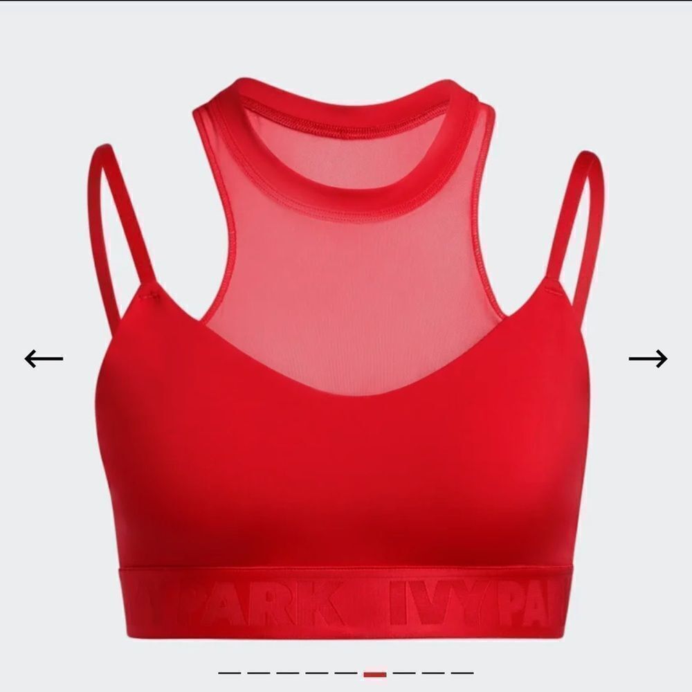 BRAND NEW IVY PARK RED HIGH-NECK SHEER BRA SIZE XS - Picture 1 of 9